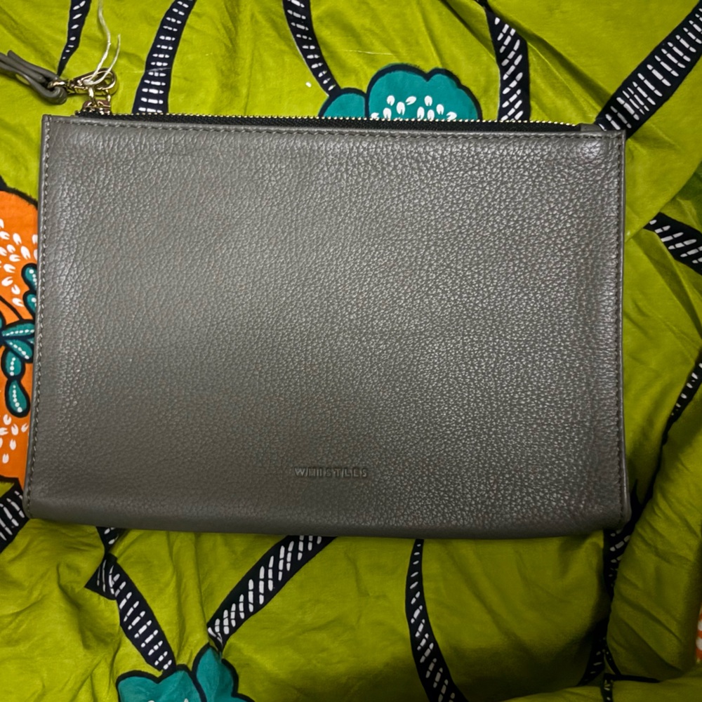 Whistles Green Leather Clutch with strap